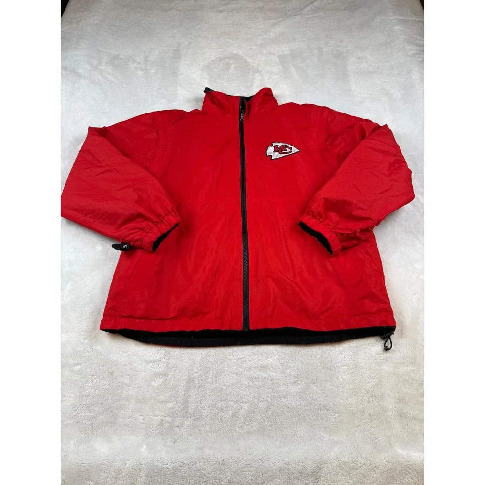 Kansas City Chiefs NFL‎ Reversible Jacket Men's Size M Red Black Fleece